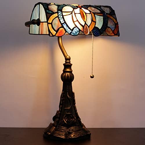 Rhlamps банкарска ламба 15 висока ламба на Тифани биро обоена стакло Рачно изработено облачно стил прилагодлива пијано ламба, мала