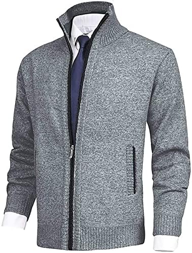 Јакна за машки зимски џемпер за машки зимски мода лабава кардиган топла јакна џемпер стојат јака плетење палто