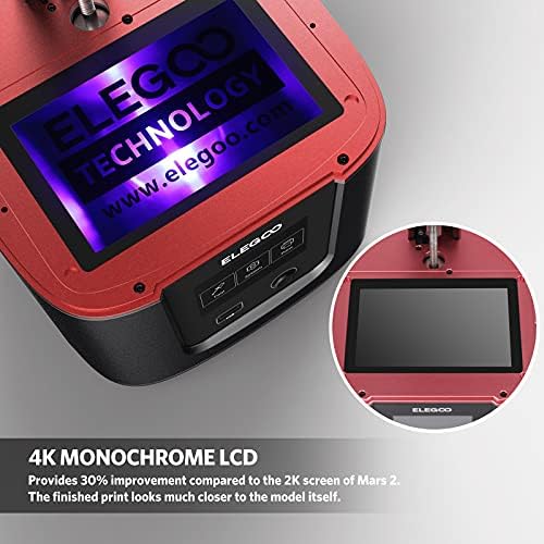 3Д печатач на Елеоу смола, 3Д-печатач на MARS 3 MSLA со 6,66 инчи ултра 4K монохроматски LCD и ултра-висока точност за печатење,