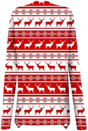 Christmasенски надградба на Божиќниот кардиган лабава обичен печатен џемпер, бучен долг Дастер исечен кардиган џемпери за жени