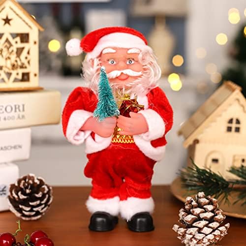 Doitool 3PCS Електрична играчка Дедо Мраз со светла Божиќно Твиркинг Танцување Дедо кукли Божиќ Електрична играчка за деца