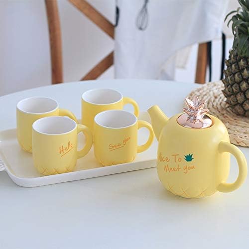 TWDYC креативна керамичка чаша за кафе Поставете форма на ананас во форма на ладен котел сет домашен чај сет симпатична чаша отпорна на
