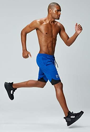 Пинкбомб Машки 2 во 1 трчање шорцеви во салата за вежбање Брзи суви машки шорцеви со телефонски џеб