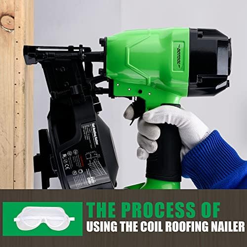Nailer за покривање на Dotool CN45C 15 степени 3/4-инчи до 1-3/4-инчен покрив за нокти за нокти за покрив, пневматски калем за нокти 120 компјутери