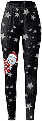 Iius Божиќни хеланки женски меки удобни четкички хеланки Дедо Мраз панталони Панталони со високи тренинзи со половината