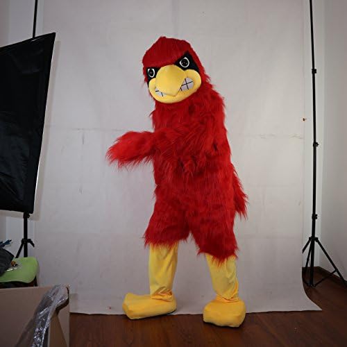 Долг влакнест црвен орел цртан филм костум маскота плишана со маска за возрасни косплеј забава за Ноќта на вештерките