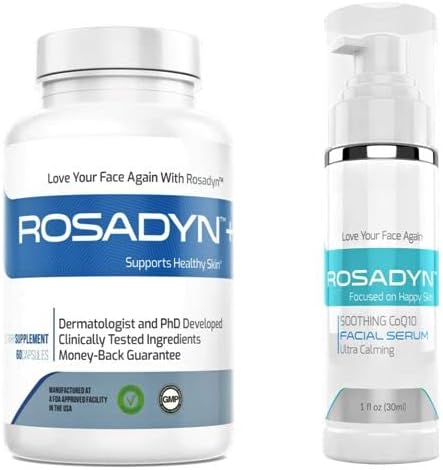 Додаток на третман на Росадин Розацеа и репаративен серум сет, за чувствително олеснување на кожата и црвенило - природни и органски