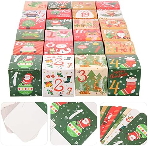 Зеродеко 24 парчиња Божиќни Кутии За Календар За Доаѓање 24 Дена Одбројување До Божиќна Кутија За Полнење Подароци За Подароци Кутија За Божиќни