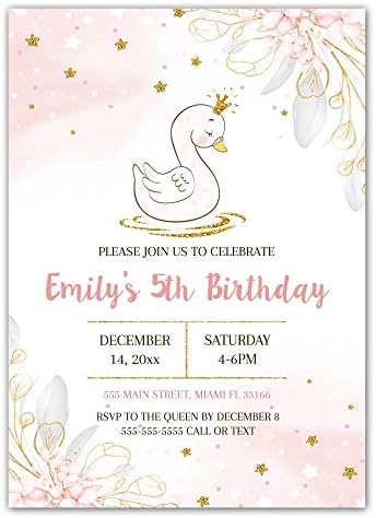 30 покани за лебеди девојче бебе туш или роденденска забава со фотографии