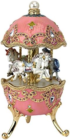 Дизајн Тоскано коњски рингишпил Романов стил емајлирано музичко јајце, розова