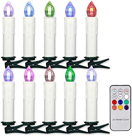 Свеќник 10 компјутерски декорации LED свеќи со далечински управувач 6 бои без светла батерија на батерии