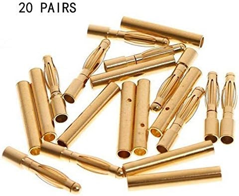 Sharegoo 20 пара 2,0 mm Позлатен машки и женски златен куршум 2мм приклучоци за конектор за банана за RC батерија ESC мотор