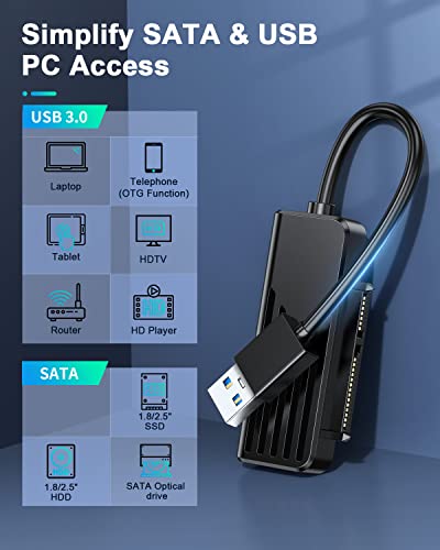 ELECTOP SATA ДО USB Кабел, USB 3.0 До SATA III Надворешен Хард Диск Адаптер ЗА SSD/2.5 1.8 HDD Надворешен Конвертор Во Пренос