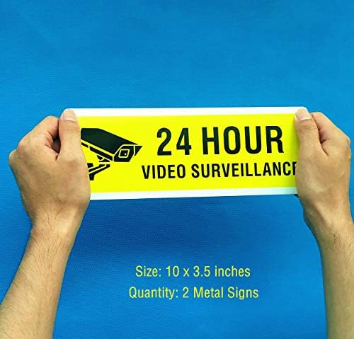 Знаци на видео надзор на отворено, метален рефлексивен знак за предупредување за систем за следење на CCTV CAMERA, жолт UV печатен