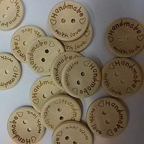 Продавница 100 парчиња копчиња за шиење на дрво со природа со 2 дупки со копче за графт / 20мм 20мм