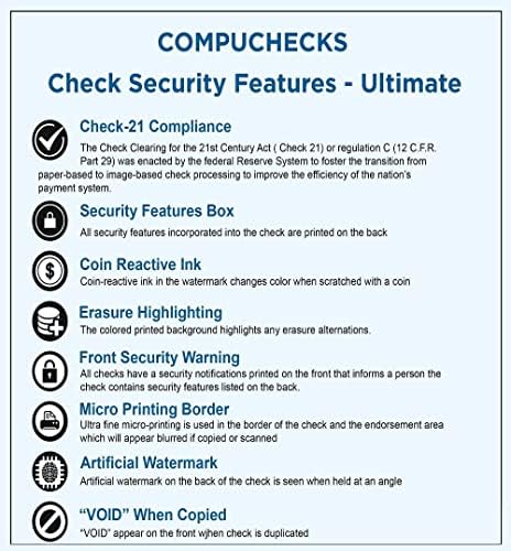 Compuchecks Безбедност Проверка Хартија-500 Врвот Празно Бизнис Проверки Компатибилен Со QuickBooks &засилувач; Секој Ласерски Инк-Џет