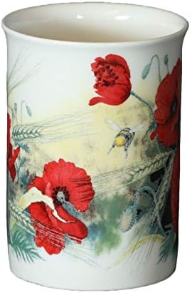 Рој Кирхам Ланкастер Пописка цветна кригла - Црвен афион цветни пупки Потипи од камилица, широкопојасни керамички цветни кафе чаша