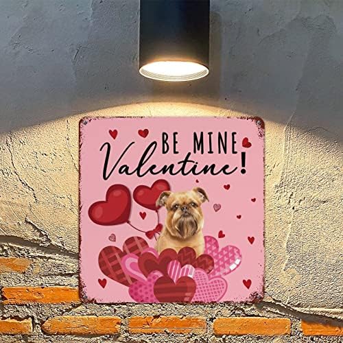 Кукакисзнак Биди Мој Валентин Кучиња Метален Калај Знак За Денот На Вљубените Куче За Миленичиња Розово Црвено Срце Ретро Алуминиумски Метални