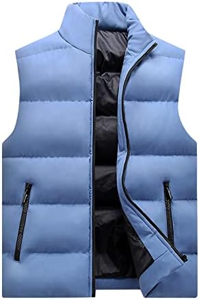 Fsakjkee Puffer Vest, зимски обложен со крзнено култура елек обична густа меколка елек мода тежина пот zipper дожд јакни