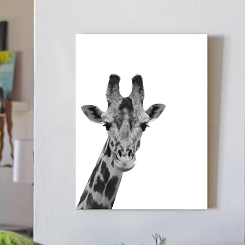 Qtespeii црно -бел wallиден уметнички платно отпечатоци симпатична жирафа алпака овци крави слики смешни животни wallид декор модерно нерасположено