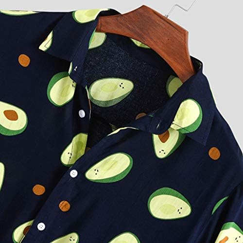 Копче за кратки ракави за кратки ракави, смешна хавајска печатена отфрлање јака летни кошули летни врвови блузи