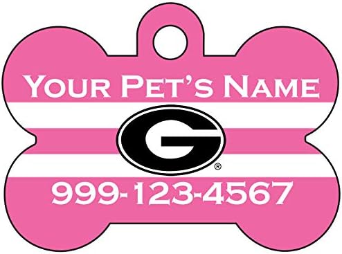 удесигнуса Џорџија Булдози Персонализирана Ознака За Розова Куче Ознака За Идентификација На Домашно Милениче со Името и Бројот на Вашето