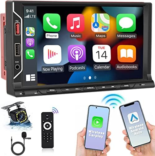 Безжичен Apple Carplay Android Автоматски Двоен Din Автомобил Стерео 7 Инчен Екран На Допир Автомобил Радио Со Bluetooth 5.1, Hikity