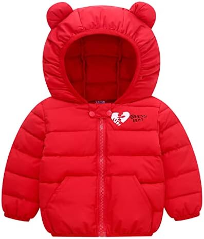 Детско деца бебешки момчиња девојки зимски ветровоидни топло loveубовно печатење палто мечки уши со качулка со палто на момчето надвор од облеката