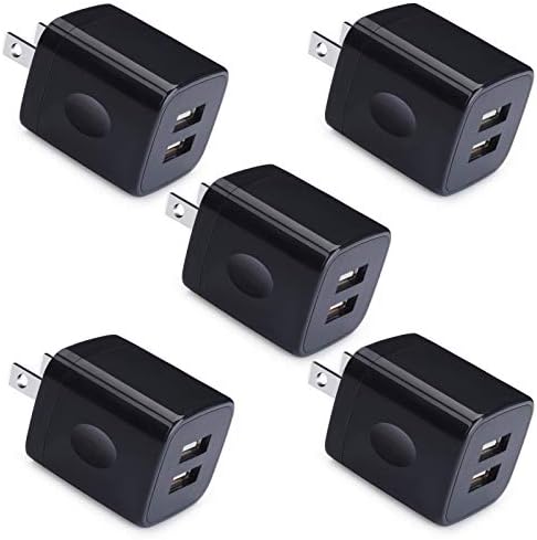 Charger Box, Cube Cube 5 Pack, Dual USB wallид полнач 5V 2A Адаптер за напојување блок блок за излез од тули за iPhone 13 12 11 XS X 8 7 6S,
