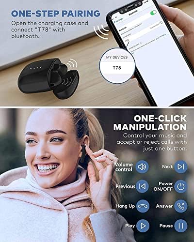Слушалки за безжични уши Bluetooth 5.0 изградени во микрофон во ушни пупки, откажување на 3Д стерео воздушни пупки ушите за брзо