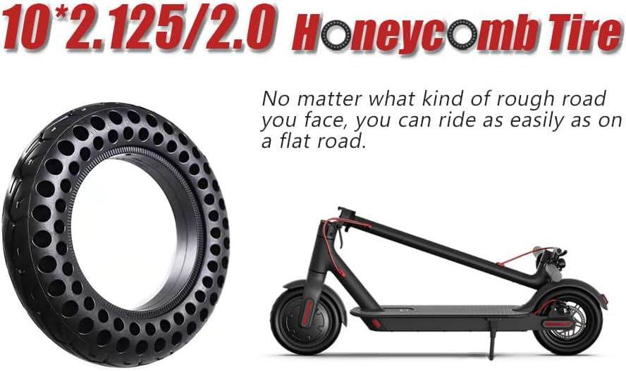 Гуми за електрични скутери со цврста гума од 10 инчи со цврста гума 10 x 2,125 плизоирање на саќе, цврсти гуми отпорни на пункција, кои се компатибилни
