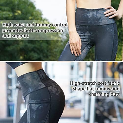 Skyface со висока половината јога панталони со 2 џебови, контрола на стомакот што не ги разгледува тренингот спортски спортски панталони
