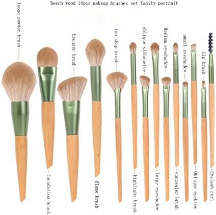 MJWDP природа бука дрво шминка за шминка целосен сет алатки за убавина мек прав Фондација коректор за очила