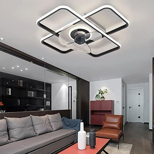 USMJQVZ LED Невидливиот вентилатор за вентилатор LED LED таванот светло модерна креативна со далечински управувач затемнети