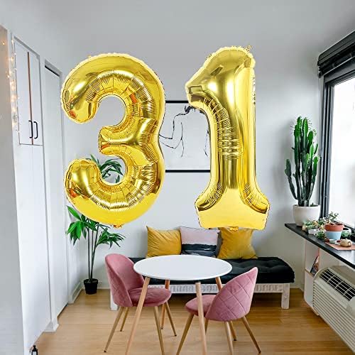 QWEQWE Златен Број 80 Балони 40 Број На Фолија балон 80-ти Роденден Балони Цифра 80 Хелиум Големи Балони За Украси За Роденденски Забави