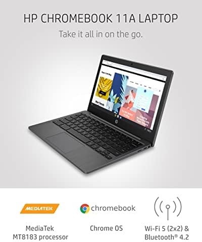 HP Chromebook 11 Лаптоп, MediaTek MT8183, 4 GB RAM МЕМОРИЈА, 64 GB eMMC, 11.6 HD Екран На Допир, Chrome OS, Долго Траење На Батеријата,
