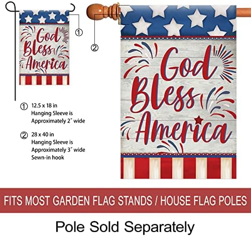 Моригинс Бог ја благослови Америка 4 -ти јули Хаус знамето двострана патриотска лента и starвезда американско знаме Денот на независноста