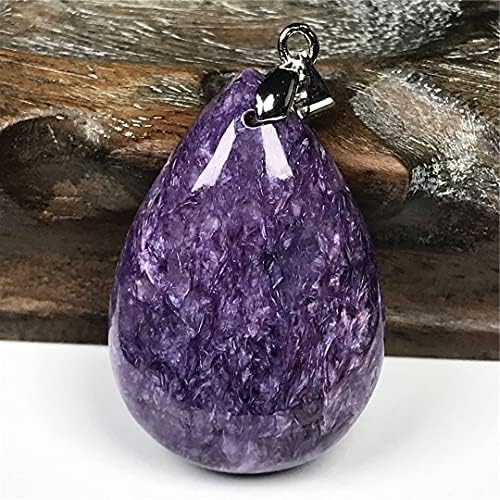 Природна обвивка за приврзоци Виолетова Шароит Кристал камен за жени мажи среќа подарок 35x24x9mm монистра на вода за вода Сребрен накит Аааааааааааааааа