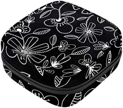 Преносна санитарна торба за чување на салфетка торба торба за жени санитарна салфетка кутија, рачно нацртана шема цвет цветна