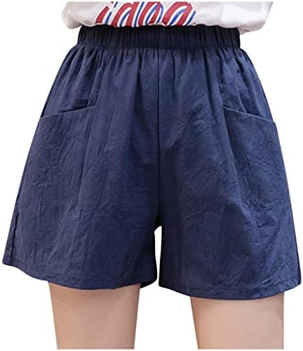 Кингаогго дами постелнина шорцеви широки панталони за нозе летни пакувања за жени еластични шорцеви од половината широки шорцеви за нозе