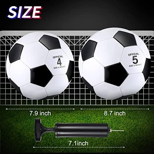 4 пакет фудбалска топка со големина на пумпа 4, големина 5, надворешна спортска фудбалска топка машина зашиена топка за обука на игри,