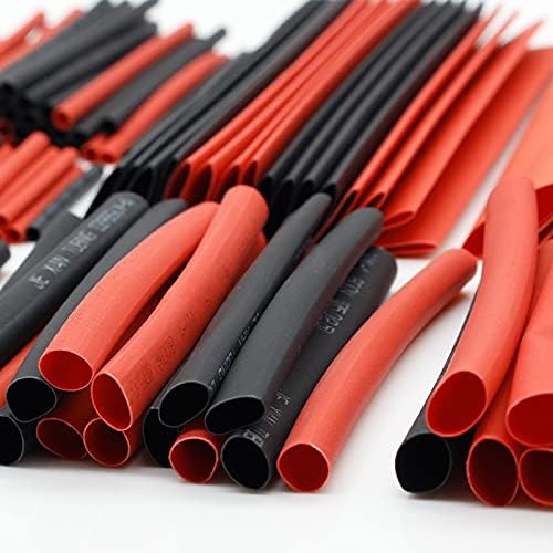150 парчиња 7.28m црна и црвена 2: 1 асортиман на асортиман на топлина цевка цевка за цевки за кабел за ракави за ракави