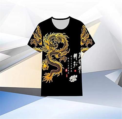 Машка летна костум летен тренд 3Д маица за печатење со змеј + шорцеви сет 2 парчиња