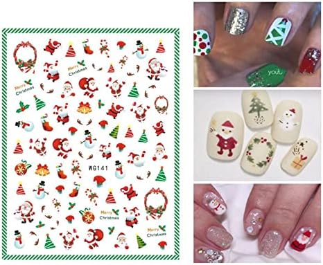 Налепници за брадавици за деца DIY Божиќни нокти налепници Божиќни нокти Декларации 3Д самостојно лепење на нокти налепници