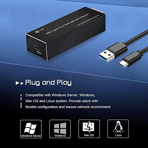 Throncom USB3.0 Type C до адаптер за мрежни влакна 100/1000Base-X USB за отворање на мрежна картичка SFP Gigabit Компатибилен Windows Server/Windows/Linux/Mac