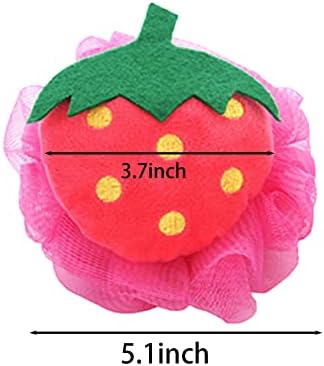 Овошен сунѓер, со мала големина шарен овошен туш сунѓери ексфолирачки мрежи за бања топка за бања, чистење на тело за деца пакет од 4