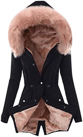 Foviguo крзно палто, ретро пешачење зимски преголеми палта дами со долги ракави чипка на крзно, обложена надворешна облека, вградена цврста топло