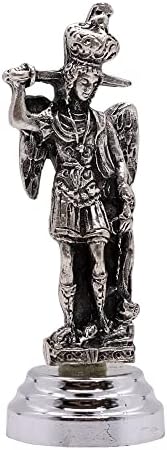 Увозници на селски подароци Свети Мајкл Архангел автоматска статуа | Метална фигура со магнетна и лепила база | Голем христијански декор за автомобил