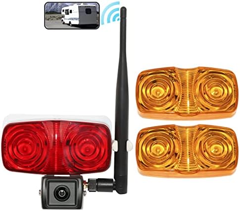 EWAY Безжична Приколка Резервна Камера RV Паметни WiFi Обратна Камера за iPhone iPad Android, со 1 Црвена И 2 Килибар Страна Маркер