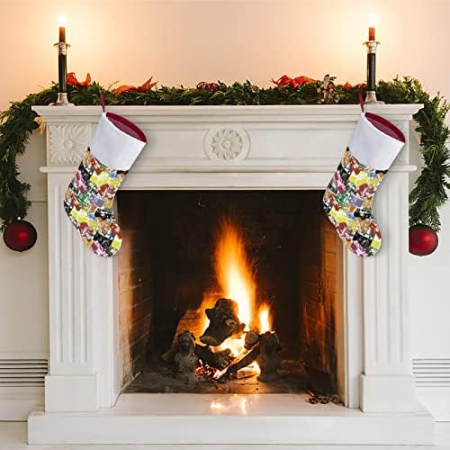 Шарени фотоапарати црвени Божиќни празници за домашни украси за домашно дрво Камино виси чорапи